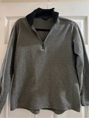 Lands' End Men's Gray Quarter-Zip Pullover with Black Collar